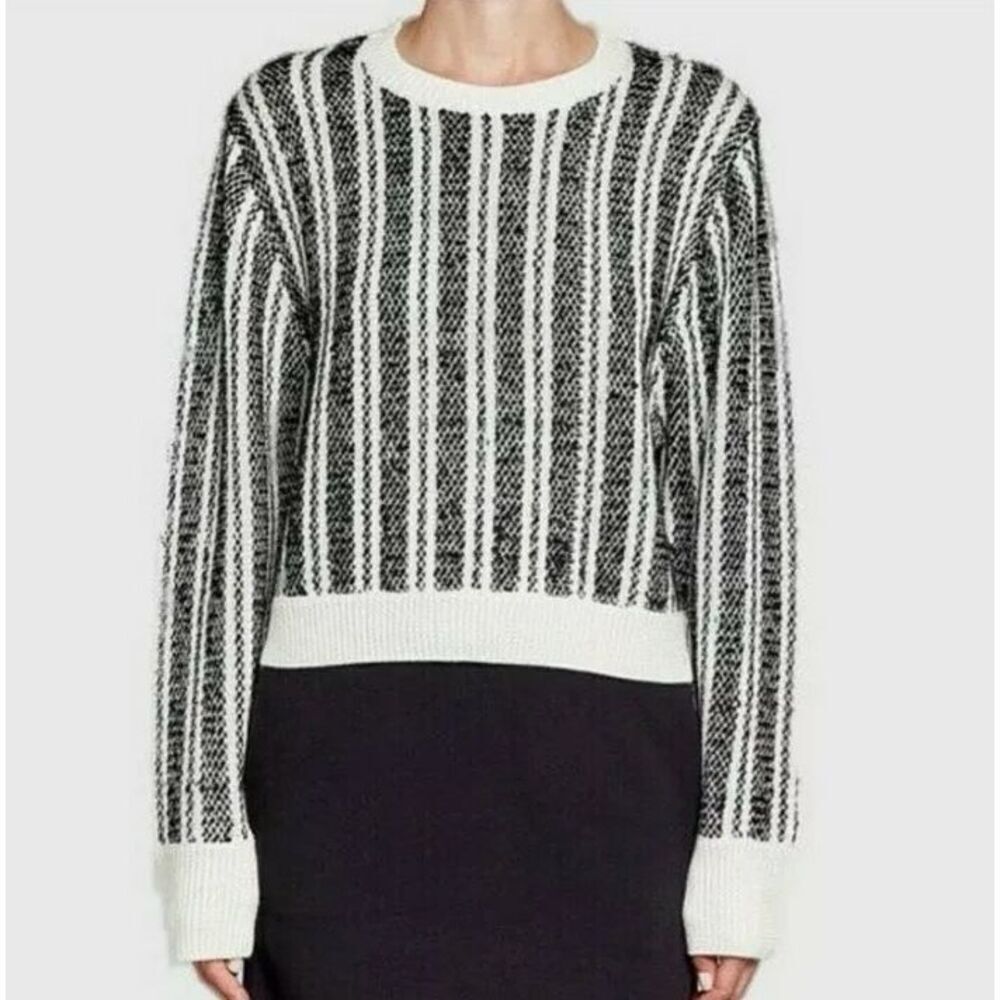 Public School Black White Merino Wool Blend Sweater Size XS
